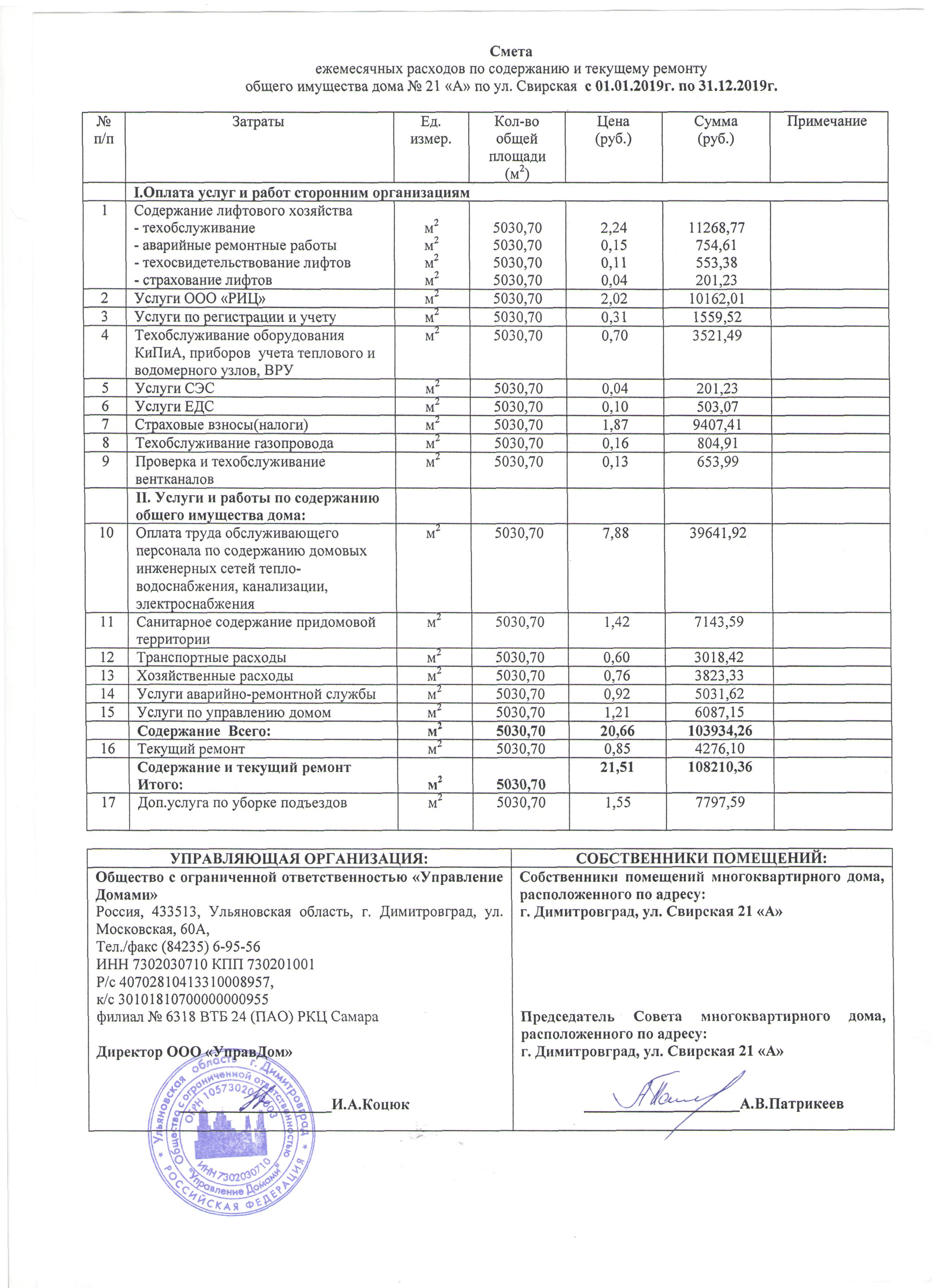 Управление дома ул. Свирская 21А — 2019 — УправДом